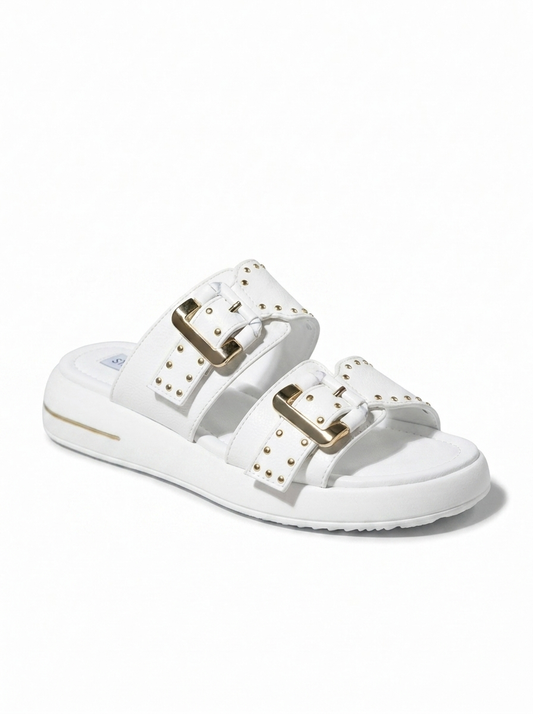Zley White Buckle Sandal (Women)