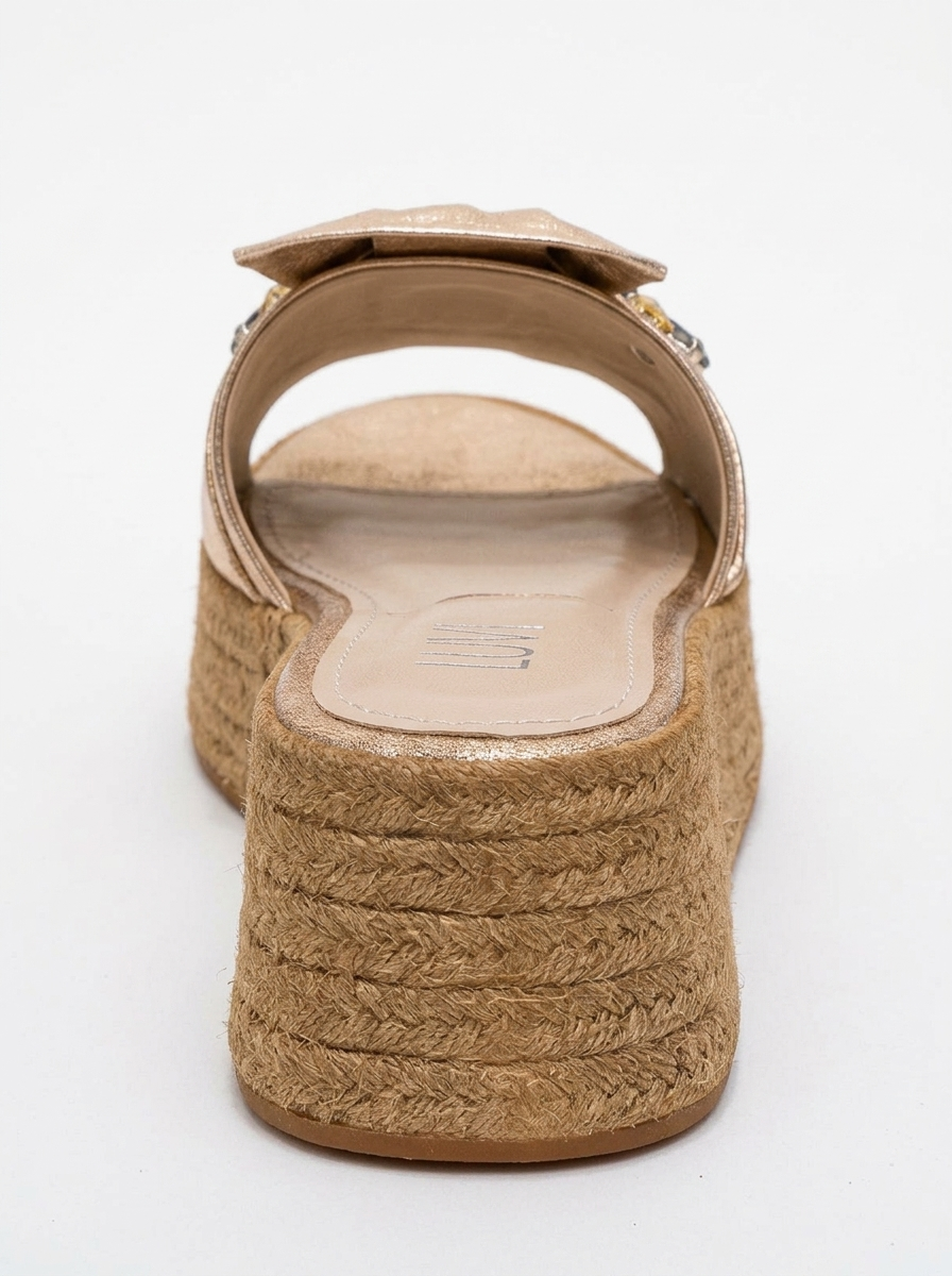 Sandalia de plataforma Shara con lazo dorado y hebilla de abeja (Mujer)