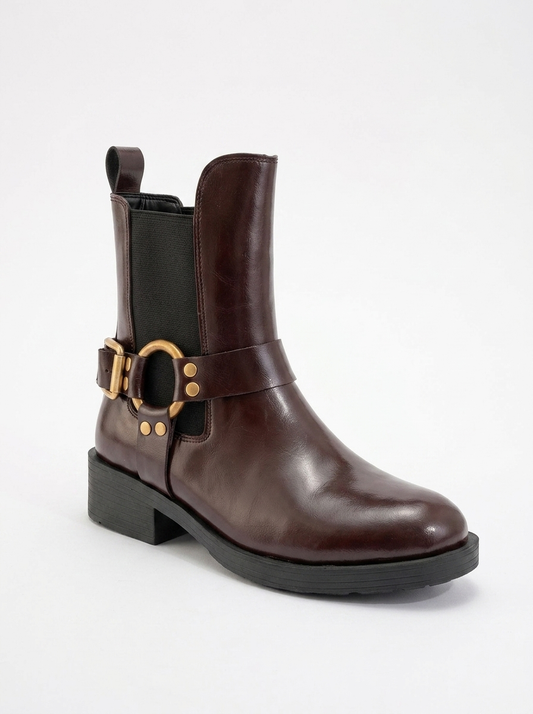 Stone - Burgundy Buckled Zip Ankle Boot (Women)