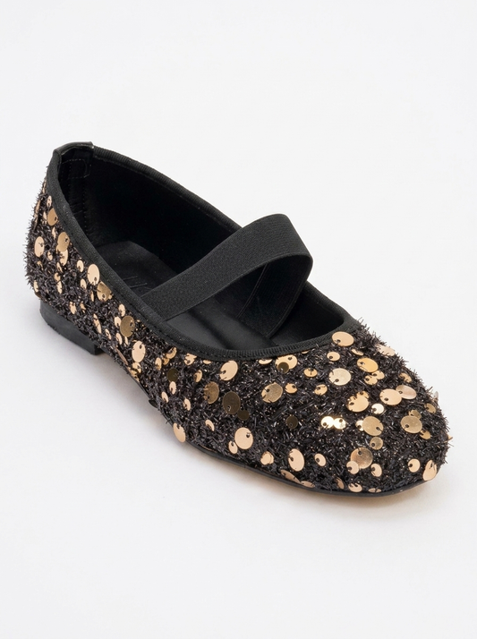 Grego Gold Sequin Embellished Flat (Women)