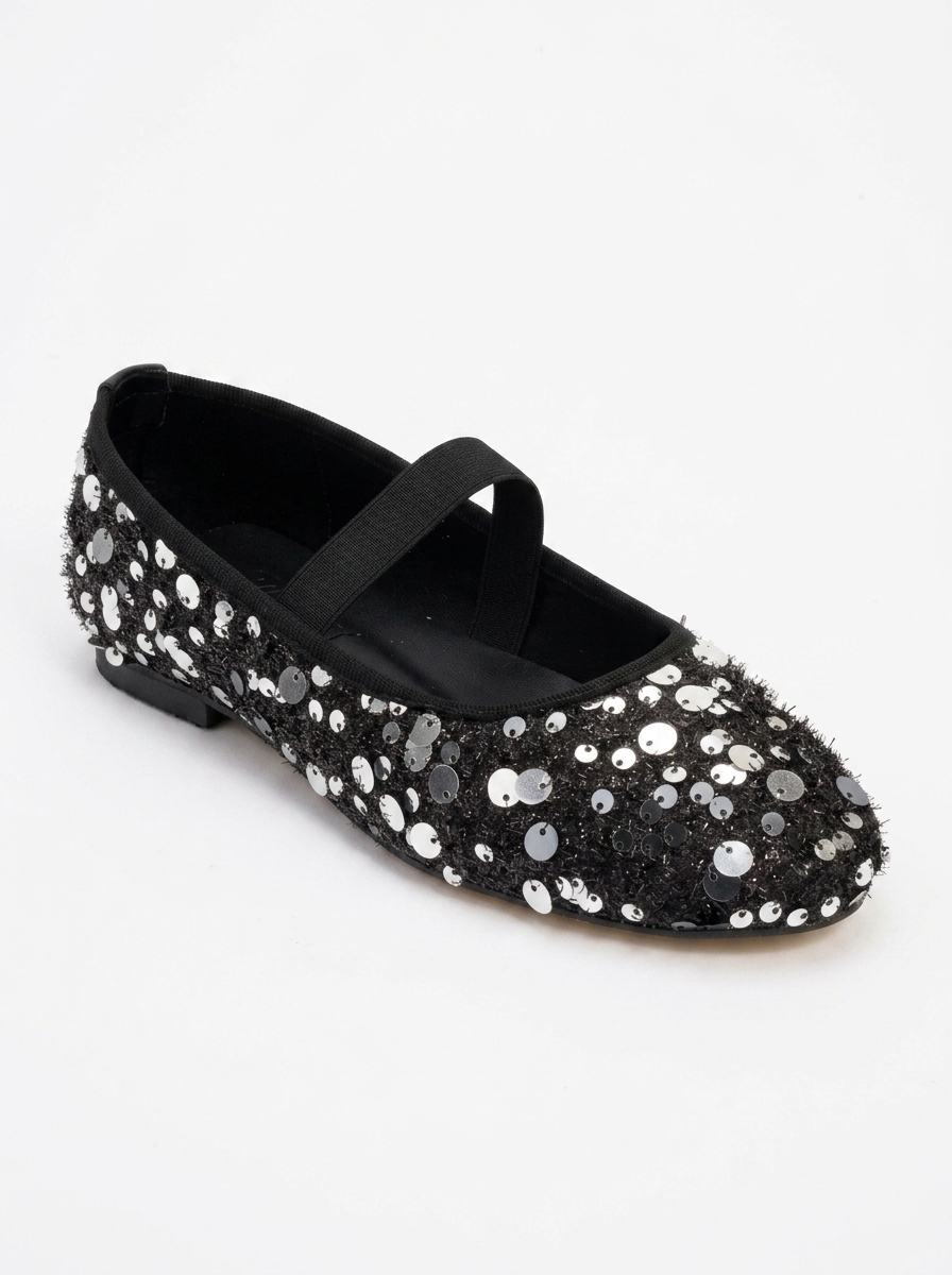 Grego Silver Sequin Embellished Flat (Women)
