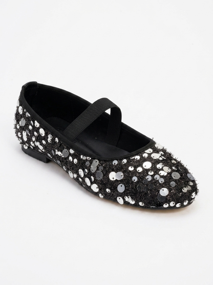 Grego Silver Sequin Embellished Flat (Women)