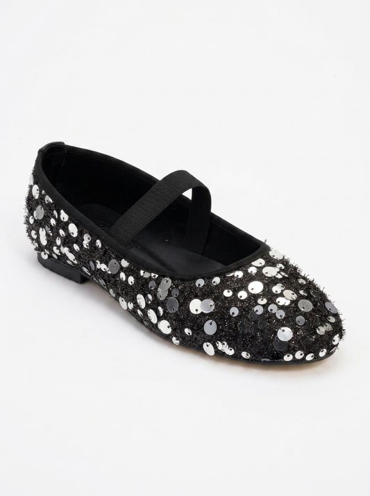 Grego Silver Sequin Embellished Flat (Women)