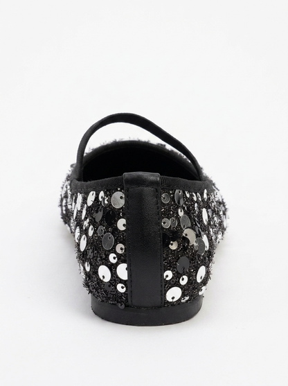 Grego Silver Sequin Embellished Flat (Women)