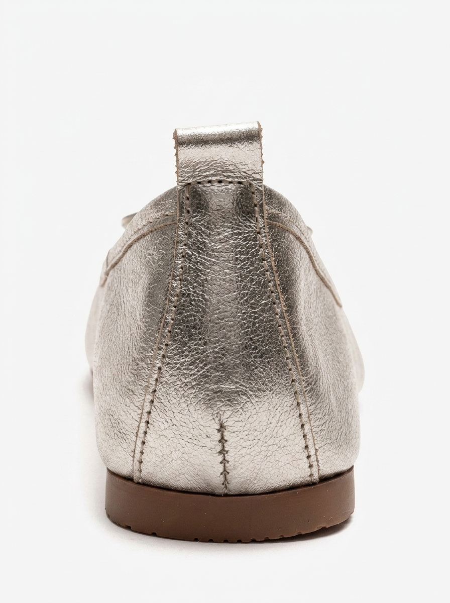 01 - Silver Genuine Leather Ballet Flat (Women)