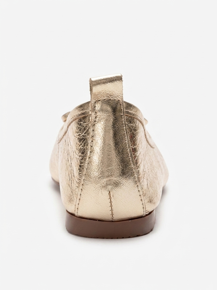 01 - Gold Genuine Leather Ballet Flat (Women)