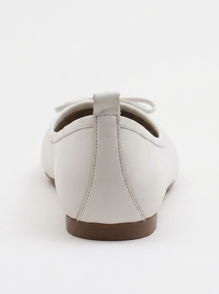 01 - White Genuine Leather Ballet Flat (Women)