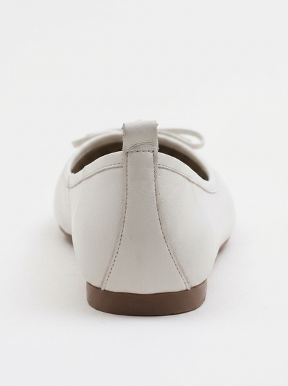 01 - White Genuine Leather Ballet Flat (Women)