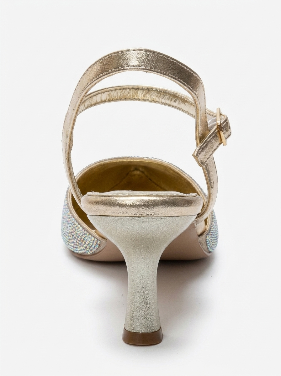 NIVORA - Gold Stiletto Heel Evening Shoe (Women)