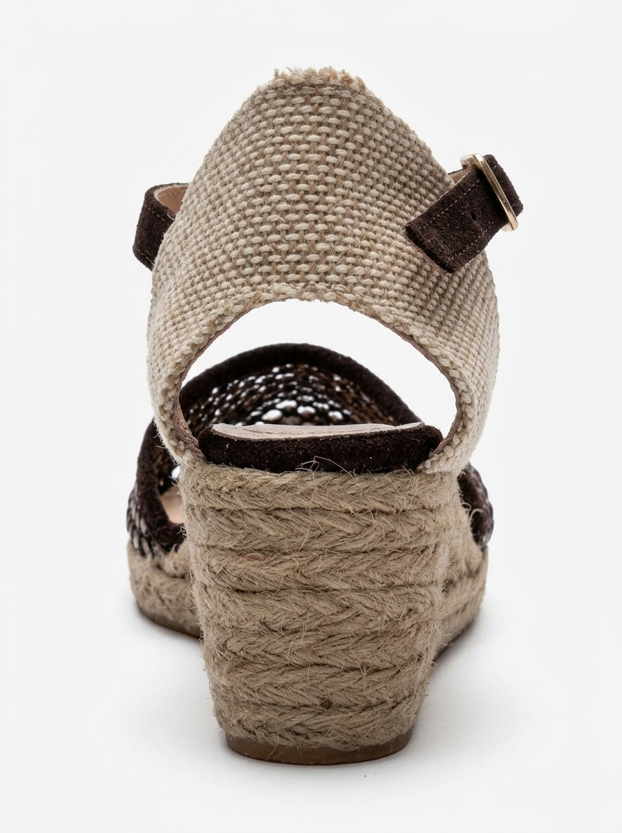 DRELIX - Cognac Genuine Leather Wedge Heel Espadrille Sandal (Women)