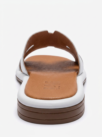 BRIO - White Genuine Leather Slide (Women)