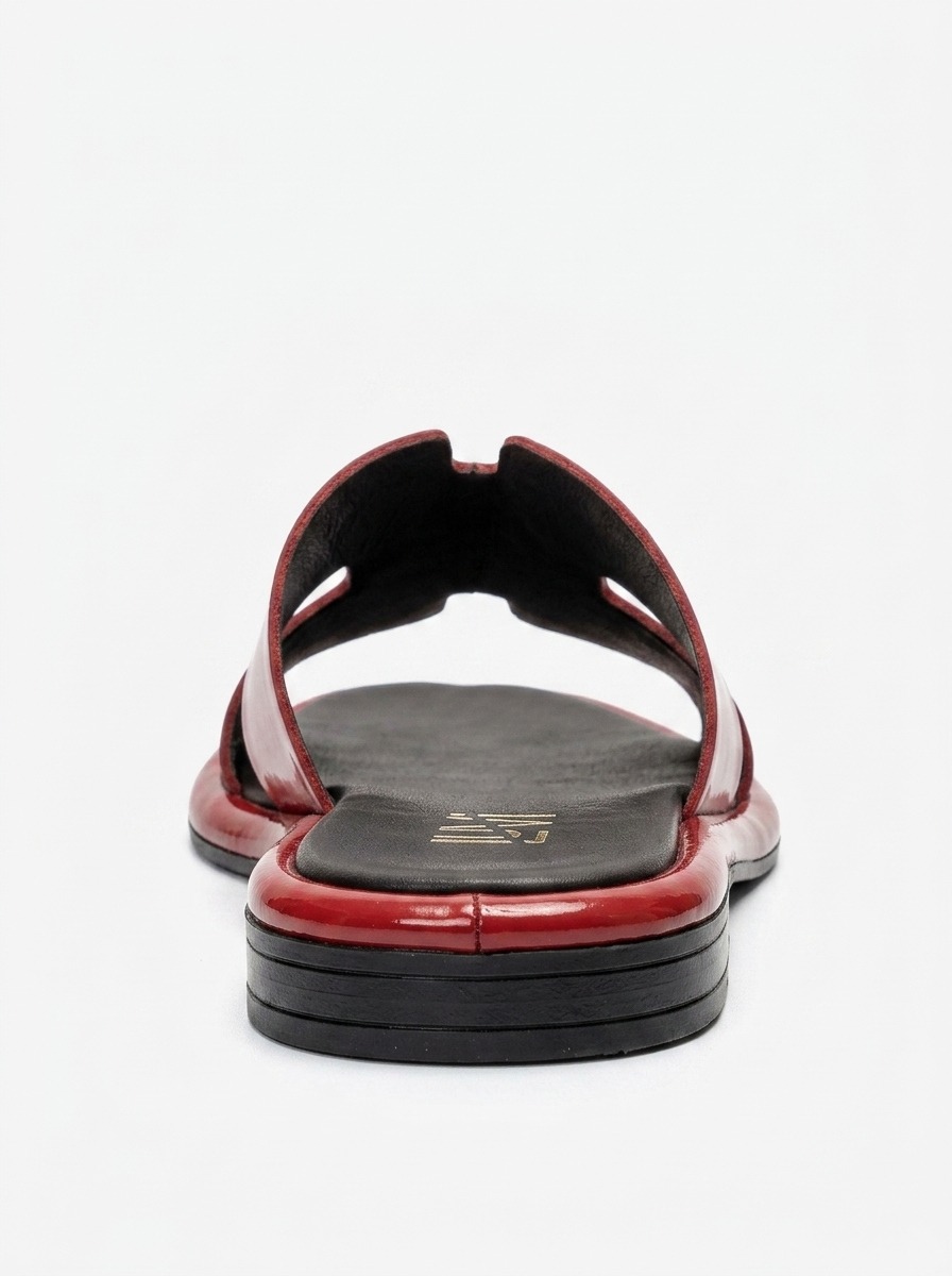 BRIO - Red Patent Genuine Leather Flat Slide (Women)