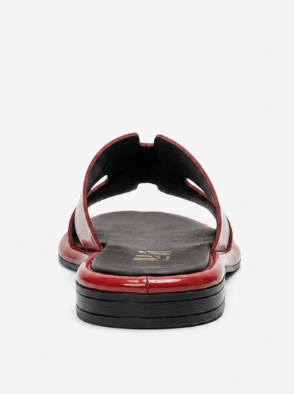 BRIO - Red Patent Genuine Leather Flat Slide (Women)