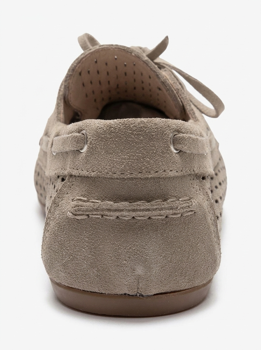 Stevo - Beige Genuine Suede Leather Lace-Up Loafer (Women)