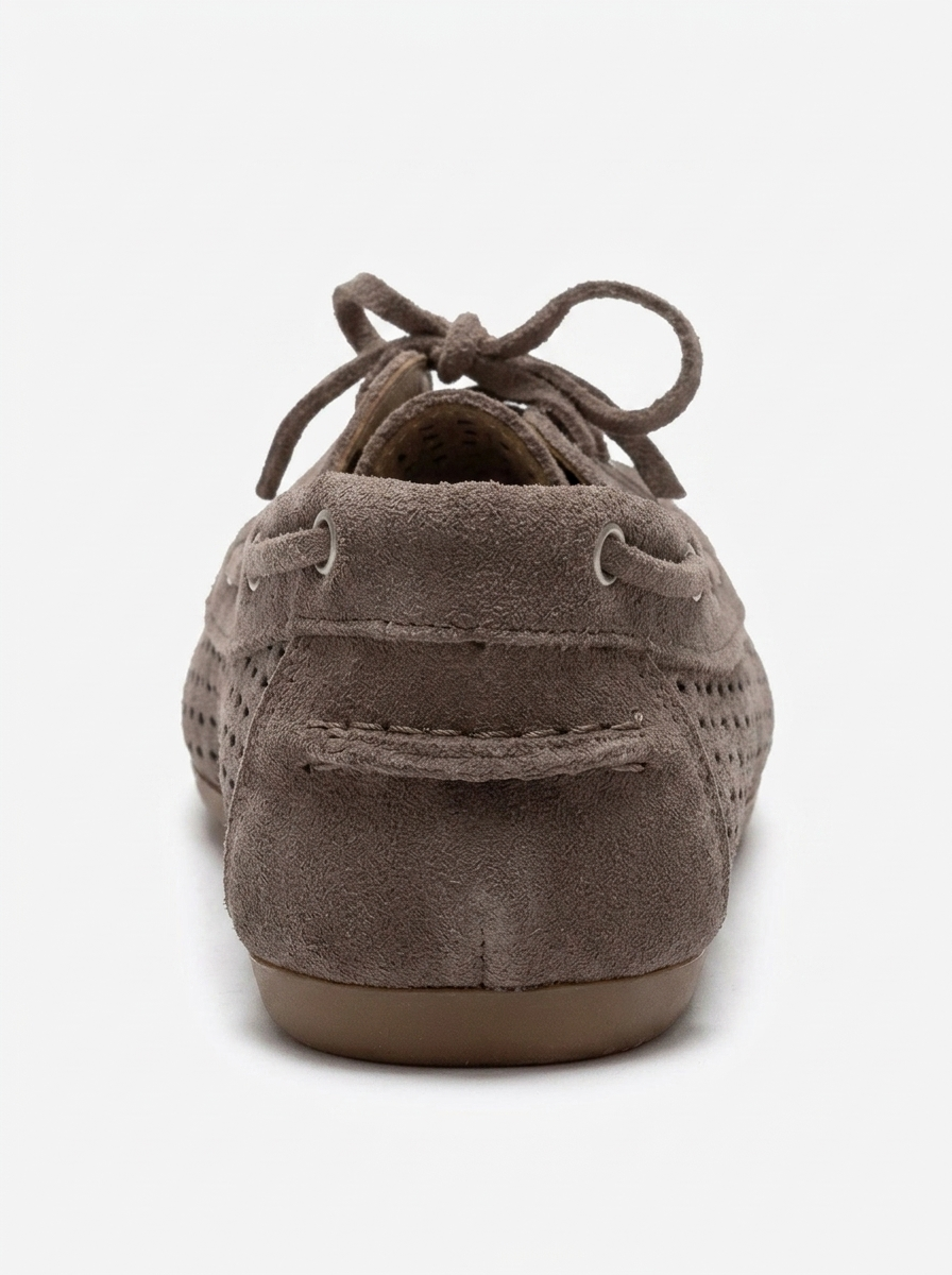 STEVO - Taupe Genuine Leather Lace-Up Loafer (Women)