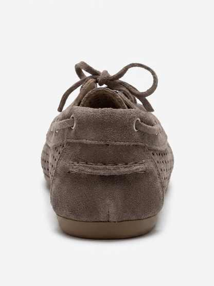 STEVO - Taupe Genuine Leather Lace-Up Loafer (Women)