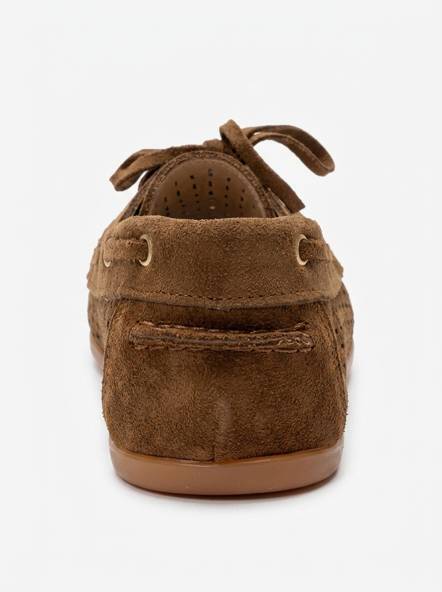 STEVO - Cognac Suede Genuine Leather Lace-Up Loafer (Women)
