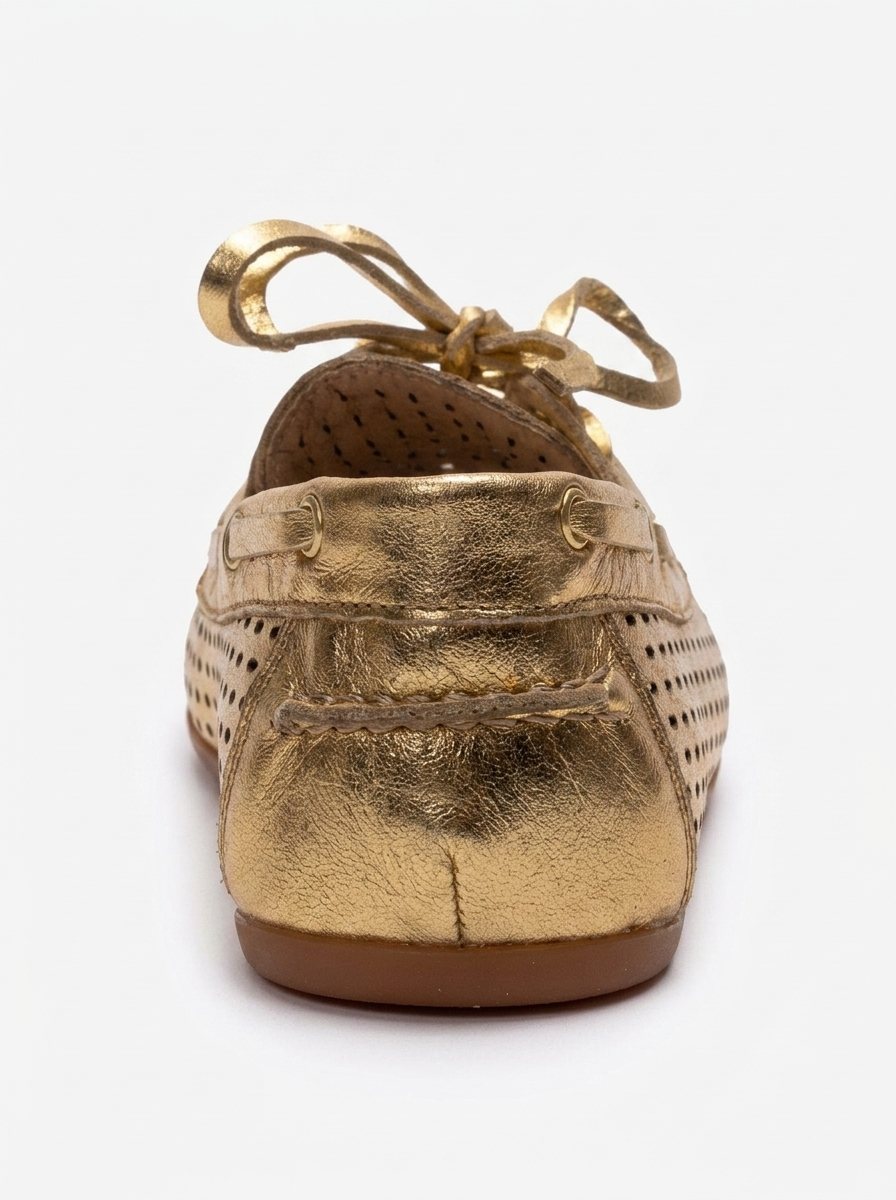 STEVO - Gold Genuine Leather Lace-Up Loafer (Women)