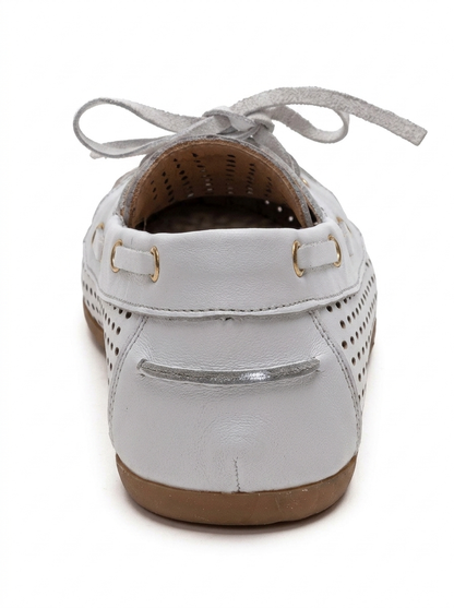 STEVO - White Genuine Leather Lace-Up Loafer (Women)