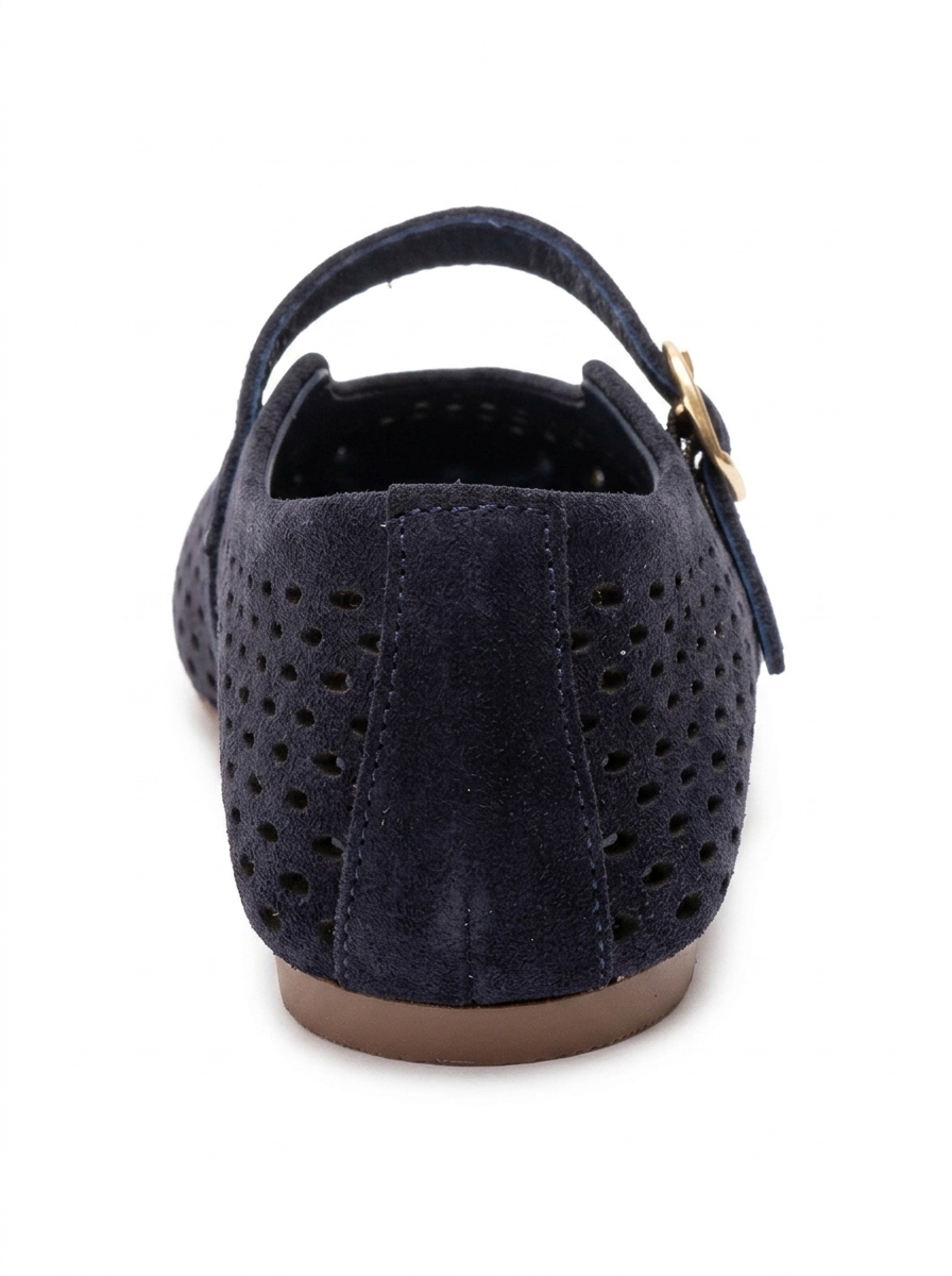 ARİAN - Navy Genuine Suede Leather Ballet Flat (Women)