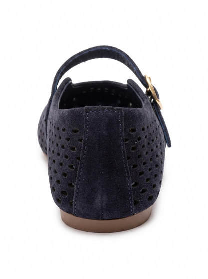 ARİAN - Navy Genuine Suede Leather Ballet Flat (Women)