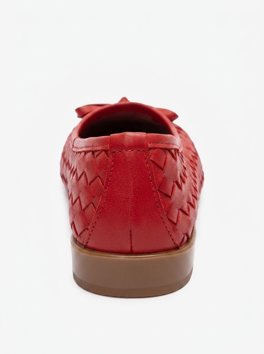 GAREN - Red Woven Genuine Leather Ballet Flat (Women)