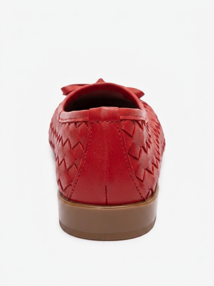 GAREN - Red Woven Genuine Leather Ballet Flat (Women)