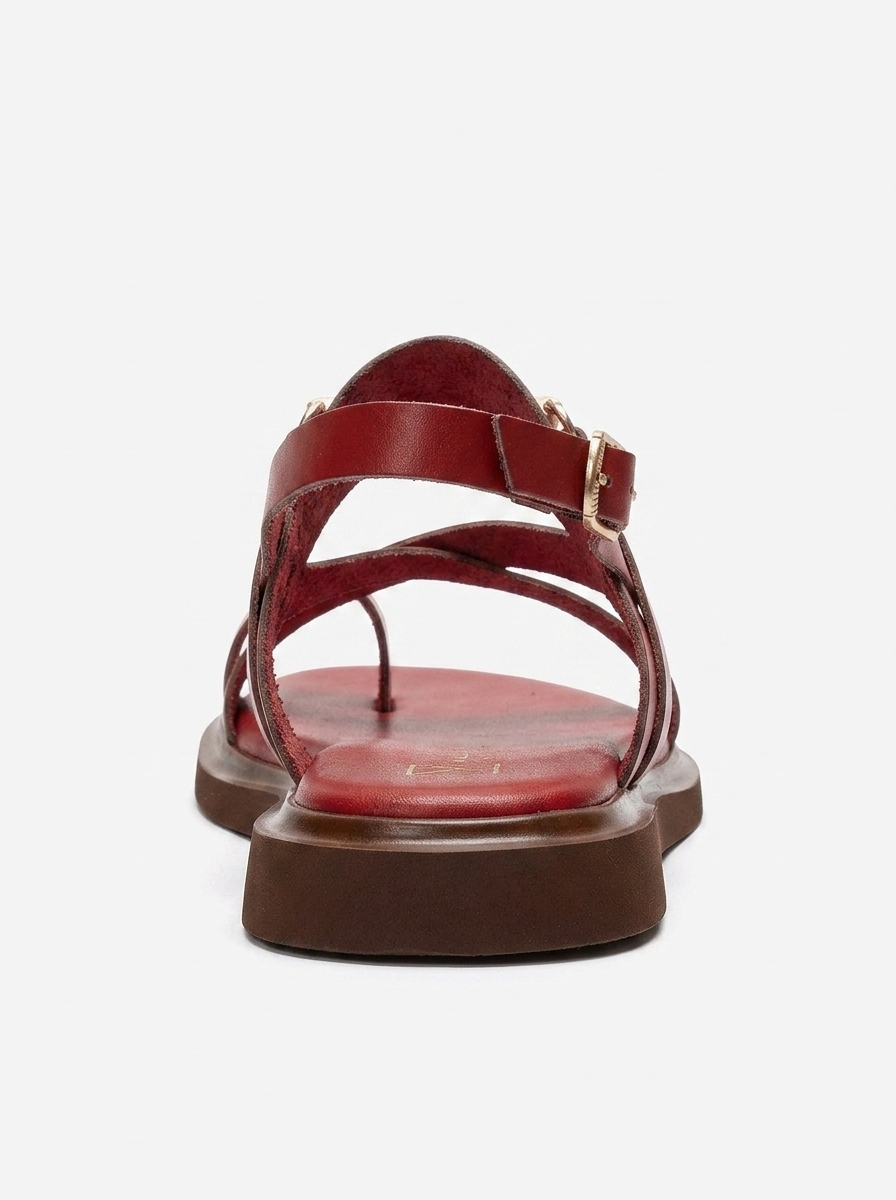 FABIANA - Red Genuine Leather Thong Sandal (Women)
