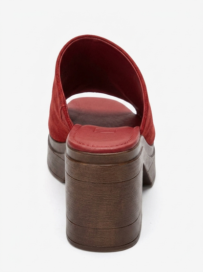 NOLA - Red Genuine Leather Platform Heel Slide (Women)