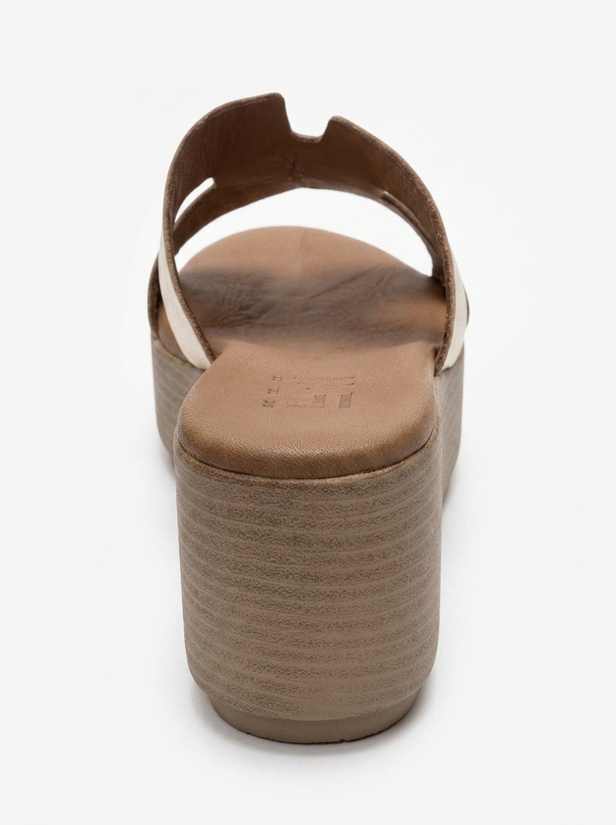 LIA - Gold Genuine Leather Wedge Heel Slide (Women)