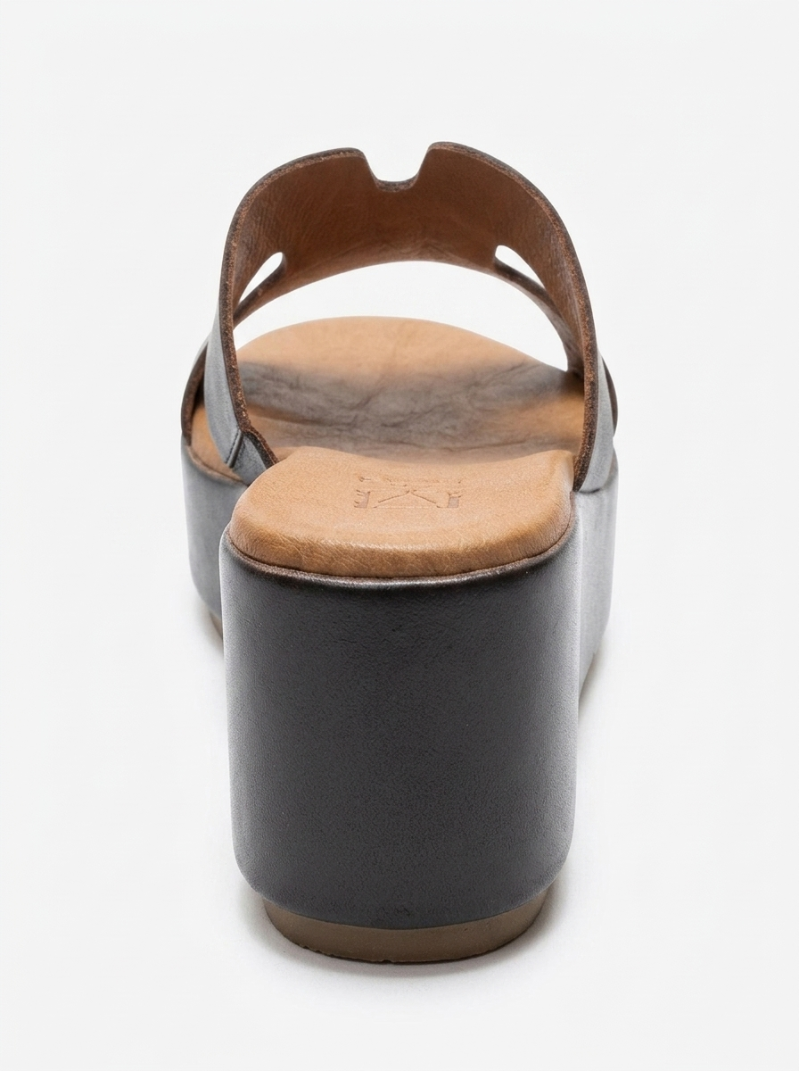 LIA - Brown Genuine Leather Platform Slide (Women)