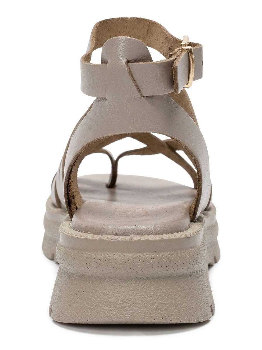 Elsa - Off-White Genuine Leather Multi-Strap Toe-Post Sandal (Women)
