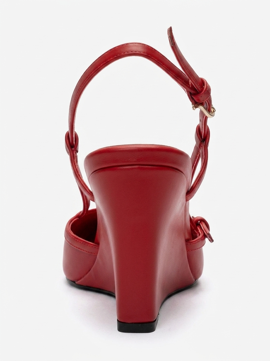 CELIA - Red Pointed Toe Wedge Heel Shoe (Women)