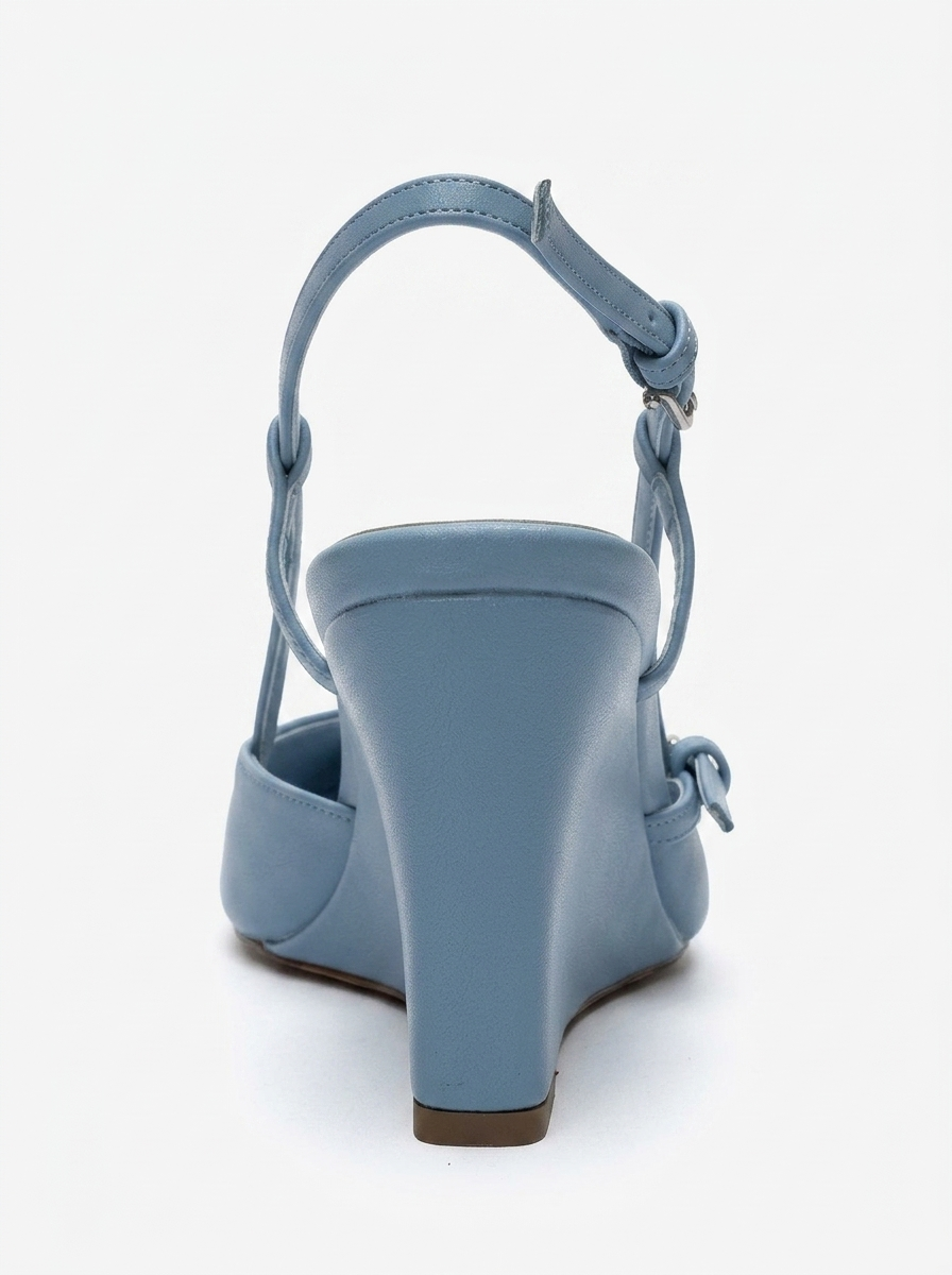 CELIA - Blue Pointed Toe Wedge Heel Shoe (Women)