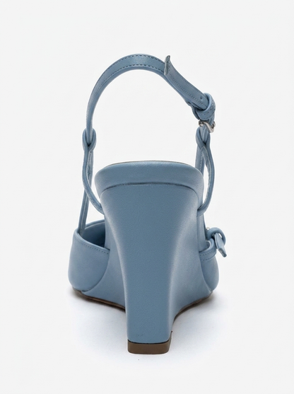 CELIA - Blue Pointed Toe Wedge Heel Shoe (Women)