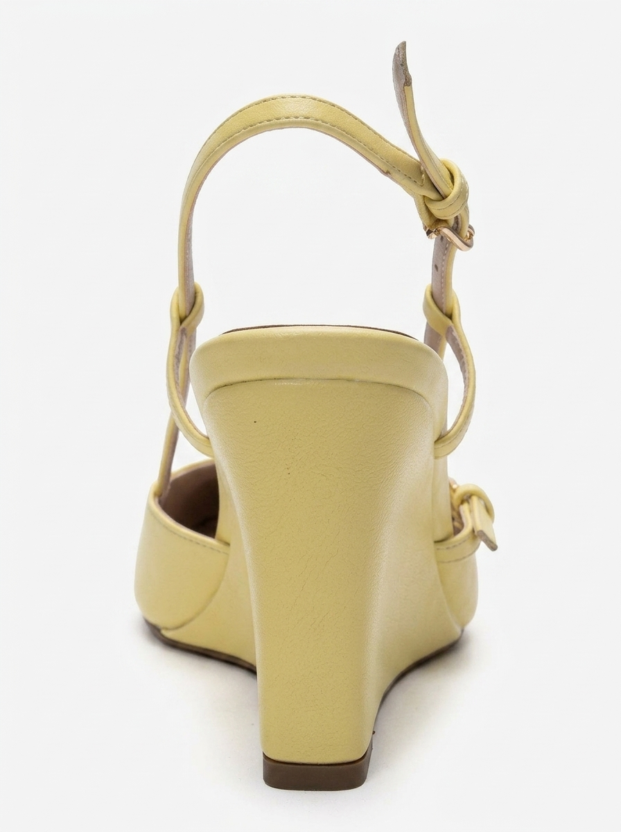 CELIA - Yellow Pointed Toe Wedge Heel Shoe (Women)
