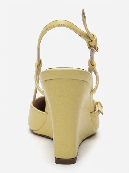 CELIA - Yellow Pointed Toe Wedge Heel Shoe (Women)