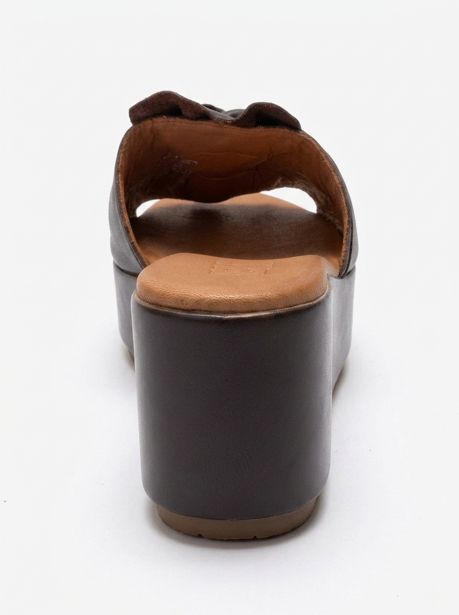 JEFF - Brown Genuine Leather Wedge Slide (Women)