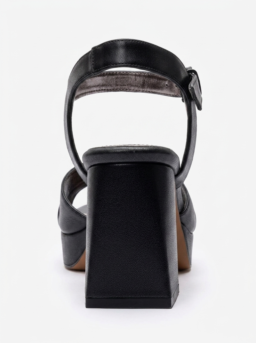 Lisbon - Black Cross Strap Platform Heel (Women)