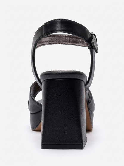 Lisbon - Black Cross Strap Platform Heel (Women)