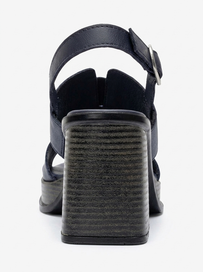 KEVIN - Navy Genuine Leather Platform Heel Sandal (Women)