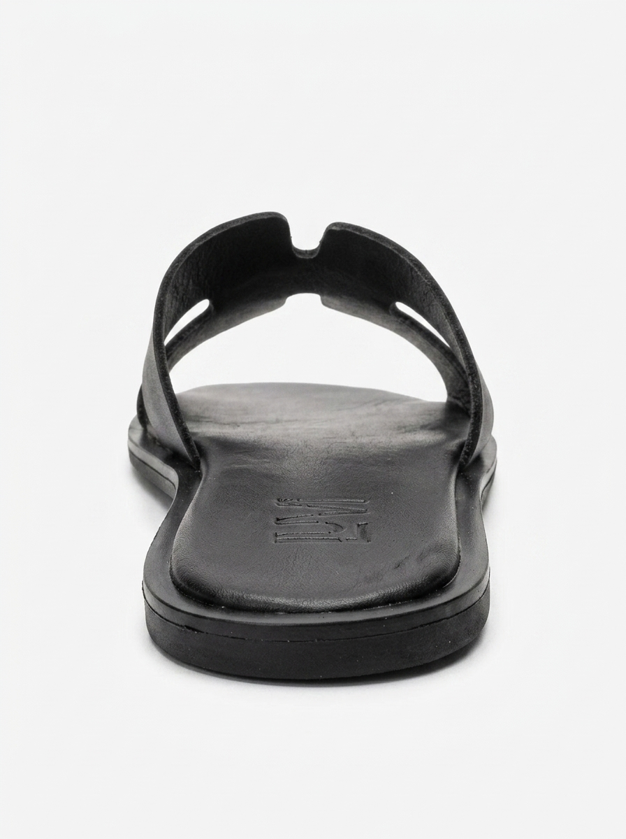 BIORA - Black Genuine Leather Slide (Women)
