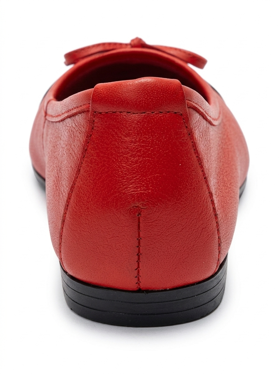 Jens - Red Genuine Leather Bow Ballet Flat (Women)