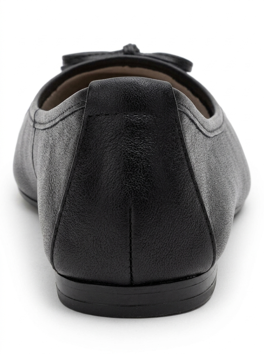 Jens - Black Toe Cap Leather Ballet Flats (Women)