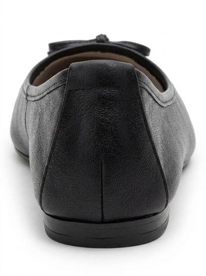 Jens - Black Toe Cap Leather Ballet Flats (Women)