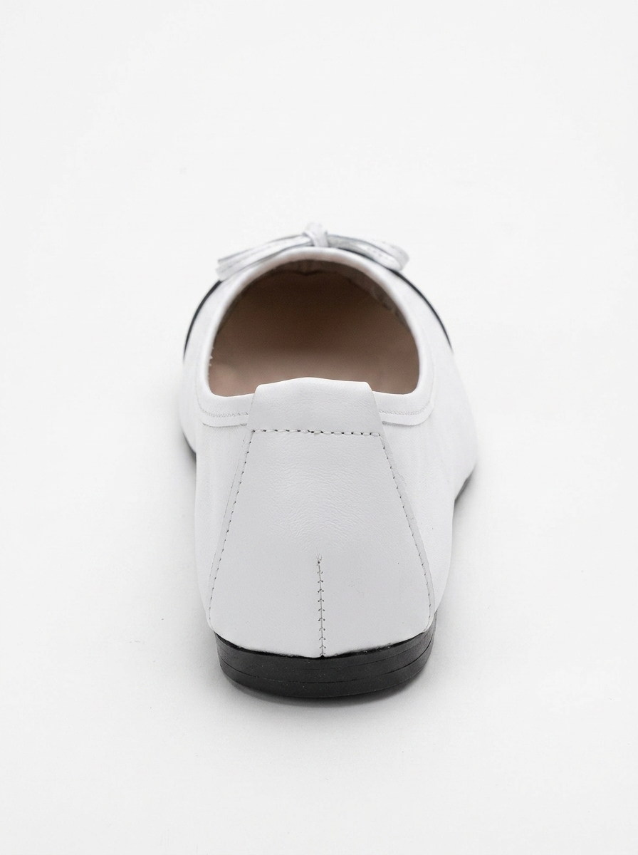 Jens - White Toe Cap Leather Ballet Flats (Women)