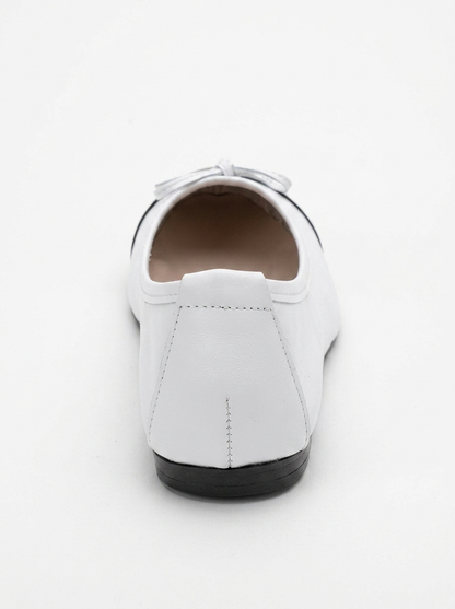 Jens - White Toe Cap Leather Ballet Flats (Women)