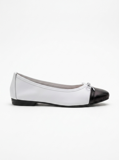Jens - White Toe Cap Leather Ballet Flats (Women)