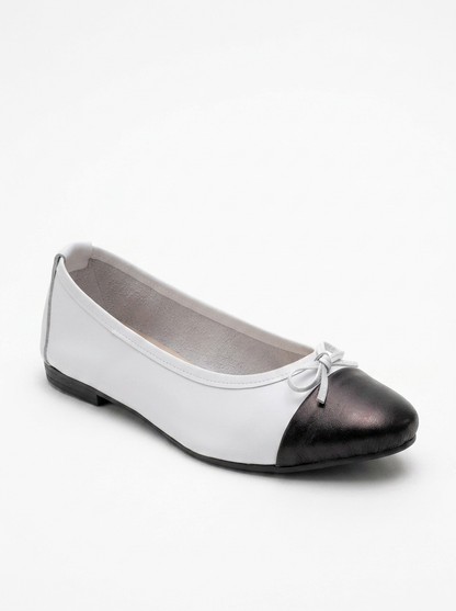 Jens - White Toe Cap Leather Ballet Flats (Women)