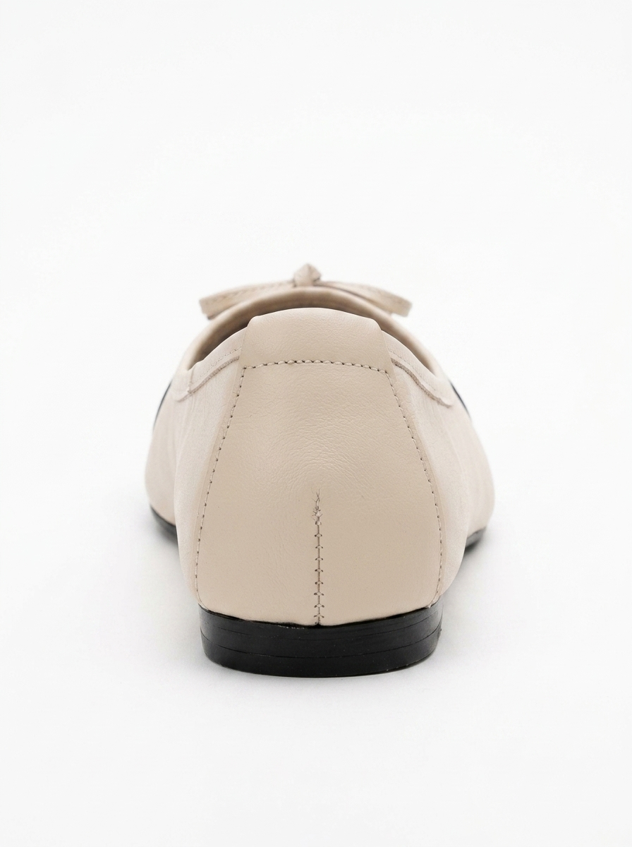 Jens - Beige Toe Cap Leather Ballet Flats (Women)